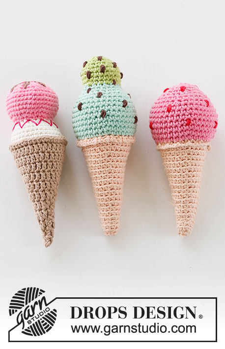 Mint & Pistachio / DROPS Children 24-4 - Cono de helado a ganchillo en DROPS Paris