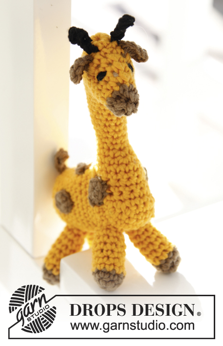 Melman / DROPS Children 24-8 - Żyrafa na szydełku, z włóczki DROPS Safran lub DROPS Paris