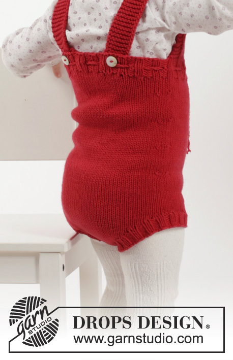 Petit Lutin / DROPS Children 26-17 - Vauvan neulottu setti, johon kuuluu shortsit, sukat ja hilkka / tonttulakki DROPS Cotton Merino -langasta. Shortseissa on housunkannattimet. Koot 1 - 18 kuukautta.