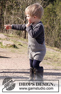 The Little Lumberjack / DROPS Children 27-11 - Vauvan neulotut shortsit, jossa housunkannattimet, DROPS Cotton Merino -langasta. Koot 1 - 24 kuukautta.