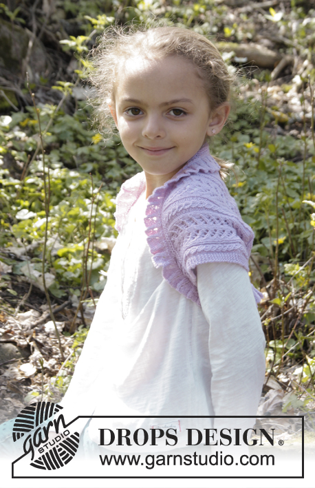 Leelanee / DROPS Children 27-27 - Dětské bolerko s ažurovým vzorem pletené z příze DROPS BabyMerino. Velikost: 3 roky – 12 let.