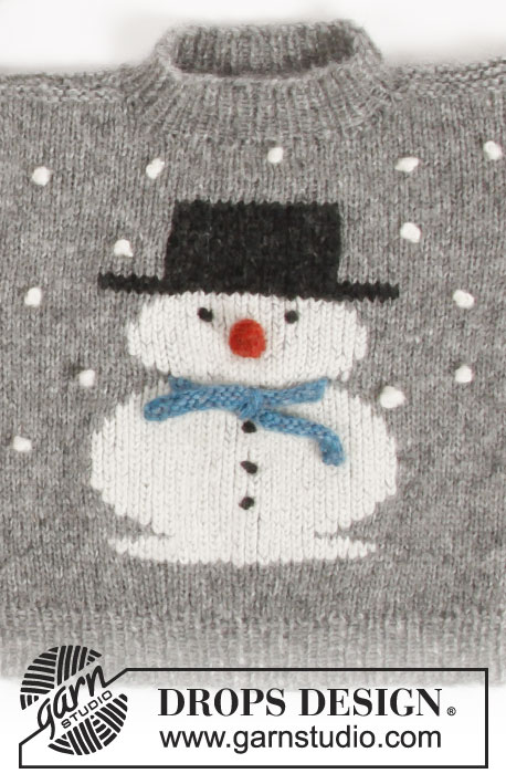 Frosty's Christmas Kids / DROPS Children 30-28 - DROPS Air lõngast kootud lumememmega laste džemper suurustele 2 kuni 12 aastane