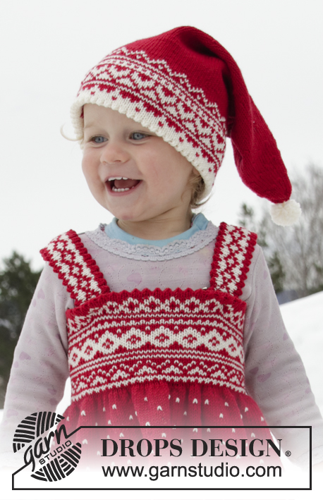 Miss Cookie Hat / DROPS Children 32-1 - Świąteczna czapeczka dziecięca, z włóczki DROPS BabyMerino, z żakardem norweskim. Od 6/9 miesięcy do 12 lat.