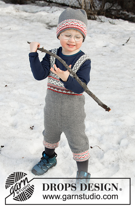 Shinny Upatree / DROPS Children 32-16 - Dětské a baby kalhoty s norským vzorem pletené shora dolů z příze DROPS BabyMerino. Velikost 6 měsíců – 6 let.