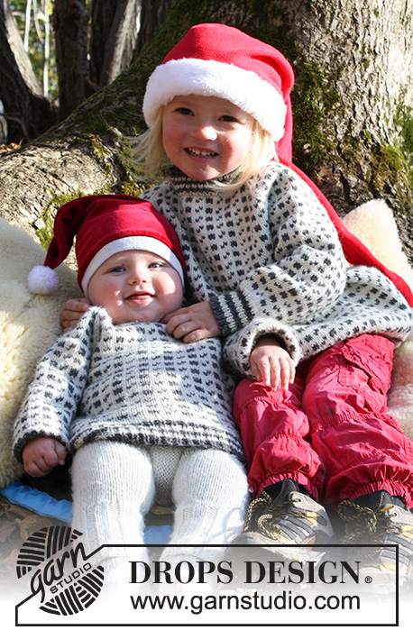 Reykjavik Kids / DROPS Children 34-30 - Maglione ai ferri per bimbi piccoli e bambini, con un motivo jacquard nordico e raglan, in DROPS Lima. Taglie: Da 6 mesi a 4 anni.