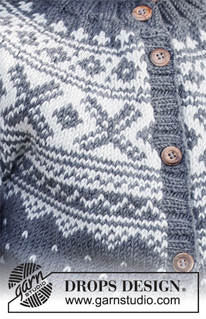 North Star Jacket / DROPS Children 37-2 - Casaco tricotado de cima para baixo para criança, em DROPS Karisma, com encaixe arredondado e jacquard norueguês. Dos 2 aos 12 anos.
