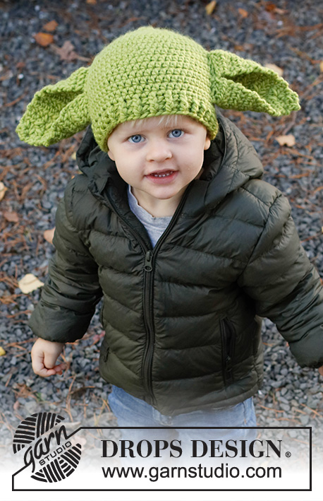 Green Ears / DROPS Children 37-23 - Virkad mössa med stora öron till barn i DROPS Snow. Storlek 1 - 8 år.
Tema: Halloween.
