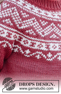 Lillesand Jumper / DROPS Children 37-5 - Dětský pulovr s kruhovým sedlem a norským vzorem pletený shora dolů z příze DROPS Karisma. Velikost 2 – 12 let.