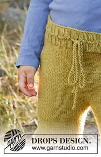 Autumn Adventures Trousers / DROPS Children 37-8 - Gebreide broek voor kinderen in DROPS Merino Extra Fine. Van boven naar beneden gebreid. Maat 12 maand - 10 jaar