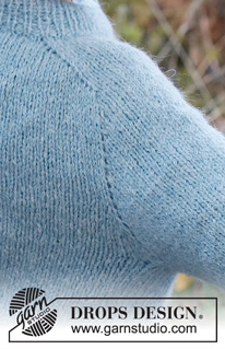 Tiny Cloud Cardigan / DROPS Children 40-13 - Rozpinany dziecięcy sweter na drutach, przerabiany od góry do dołu, z włóczki DROPS Sky, z podwójnym wykończeniem dekoltu i rękawami typu saddle shoulder. Od 3 do 14 lat.