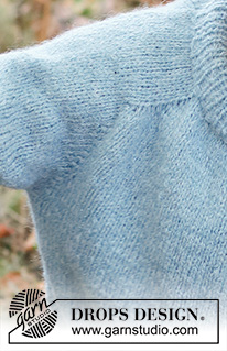 Tiny Cloud / DROPS Children 40-14 - Dětský pulovr se sedlovými rameny pletený shora dolů z příze DROPS Sky. Velikost 3-14 let.