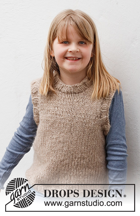 Willow Wood Vest / DROPS Children 40-4 - Knitted vest / slipover for children in DROPS Wish. The piece is worked in stocking stitch, with ribbed edging. Sizes 2-12 years.