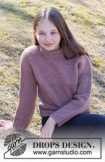 Lala Jumper / DROPS Children 40-6 - Gebreide trui voor kinderen in DROPS Air. Het werk wordt van boven naar beneden gebreid, met raglan en dubbele hals. Maten 2 – 12 jaar.