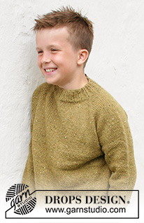 Just in Tweed / DROPS Children 40-9 - Gebreide trui voor kinderen in DROPS Soft Tweed. Het werk wordt van boven naar beneden gebreid met raglan. Maten 3-14 jaar.