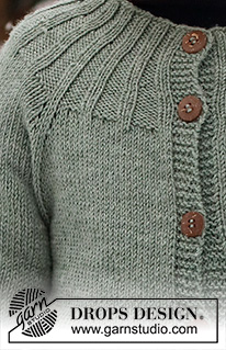 First Leaf Jacket / DROPS Children 41-10 - Rozpinany sweter na drutach, przerabiany od góry do dołu, ze ściągaczem i reglanowymi rękawami, z włóczki DROPS BabyMerino. Od 2 do 12 lat.