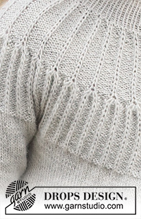 Hermine / DROPS Children 41-14 - Strikket genser til barn i DROPS Alpaca. Arbeidet strikkes ovenfra og ned med rundfelling, strukturmønster og patentmasker på bærestykket. Størrelse 2 til 12 år.
