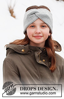 Winter Smiles Headband / DROPS Children 41-20 - Dziecięca opaska na drutach, z warkoczem, z włóczki DROPS Merino Extra Fine. Od 2 do 12 lat.