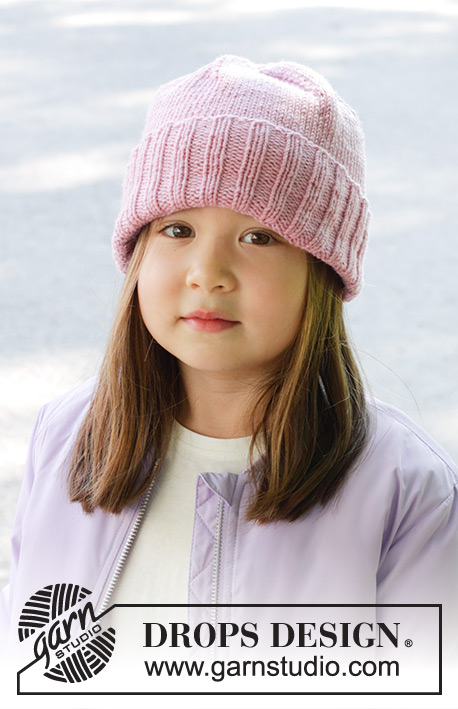 Candy Kiss Hat / DROPS Children 47-27 - Dětská čepice pletená lícovým žerzejem z příze DROPS Merino Extra Fine. Velikost: 2 - 12 roky.