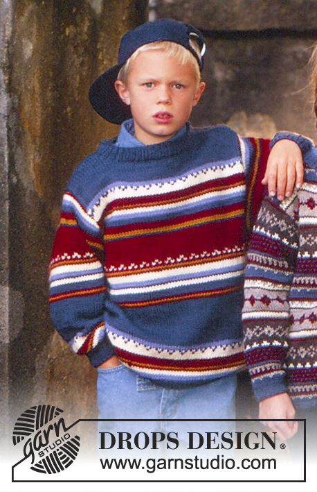 DROPS Children 7-3 - DROPS Sweater met streepjes van ‘Alaska’.