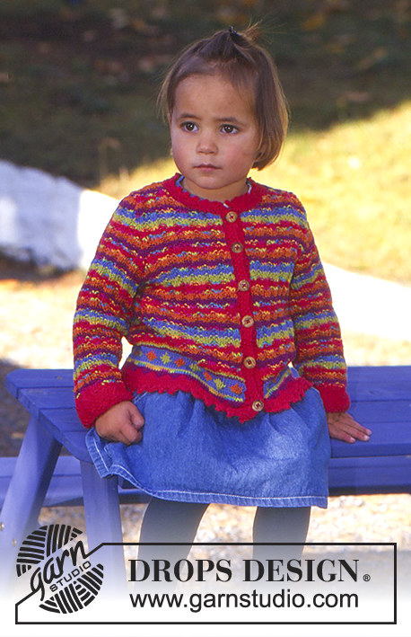 Colourful Carnival / DROPS Children 9-16 - Rozpinany sweter na drutach, w paski, z włóczki DROPS Safran