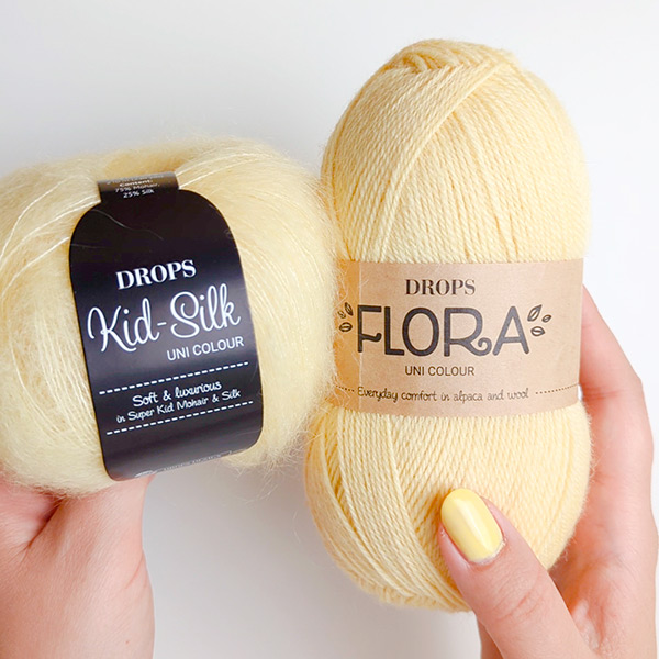 Yarn combinations knitted swatches flora26-kidsilk52
