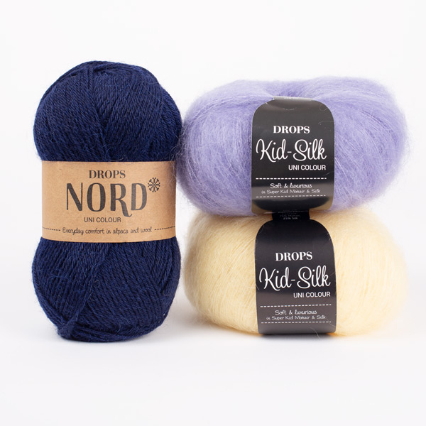 Yarn combinations knitted swatches kidsilk11-52-nord15