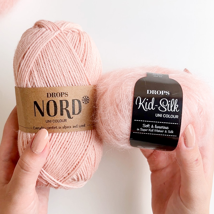 Yarn combinations knitted swatches kidsilk53-nord27